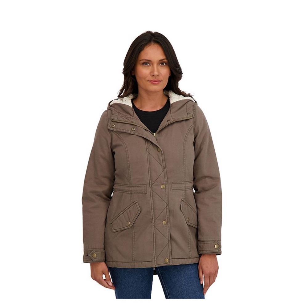 Juniors Hooded Utility Jacket in Olive